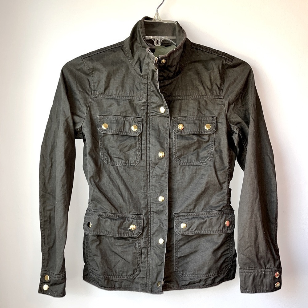 J. Crew Cotton Utility Canvas Jacket Olive Green